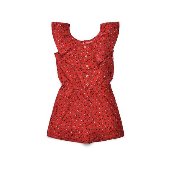 Lot Of 2 Justice Floral Ruffle Sleeveless Elastic Waist Girls Romper Size M 10 - Picture 4 of 15